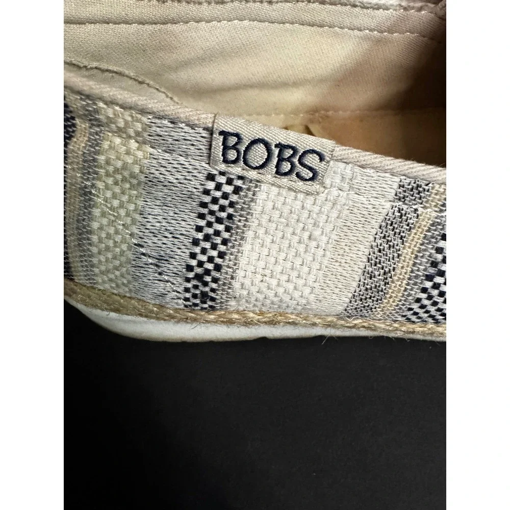 Skechers BOBS Memory Foam Espadrille Slip On Shoes Women's Striped Casual